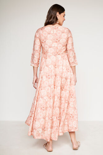 Peach Floral Flared Dress, Peach, image 6
